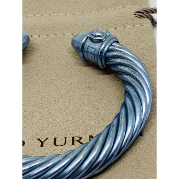David Yurman Limited Edition Light Blue Aluminum Renaissance Bracelet 10mm 6.5” - Picture 8 of 12